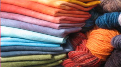 Hand dyed 100% wool fabric (wool yardage). Wool swatches and yardage are available in all the same color ways as the yarn.