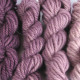 Bulky - Plum. Hand dyed, bulky rug weight, 100% wool yarnin a pack of 6 violet gradated color values.