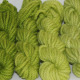 Moss: Yellow green, hand dyed, bulky rug weight, 100% wool yarn in 6 color values for fine shading for rug hooking and punching.