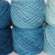 Blueberry: blue, hand dyed, worsted weight, 100% wool yarn in 8 color values for fine shading for rug hooking and punching.