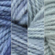 Iris: blue violet, hand dyed, worsted weight, 100% wool yarn in 8 color values for fine shading for rug hooking and punching.